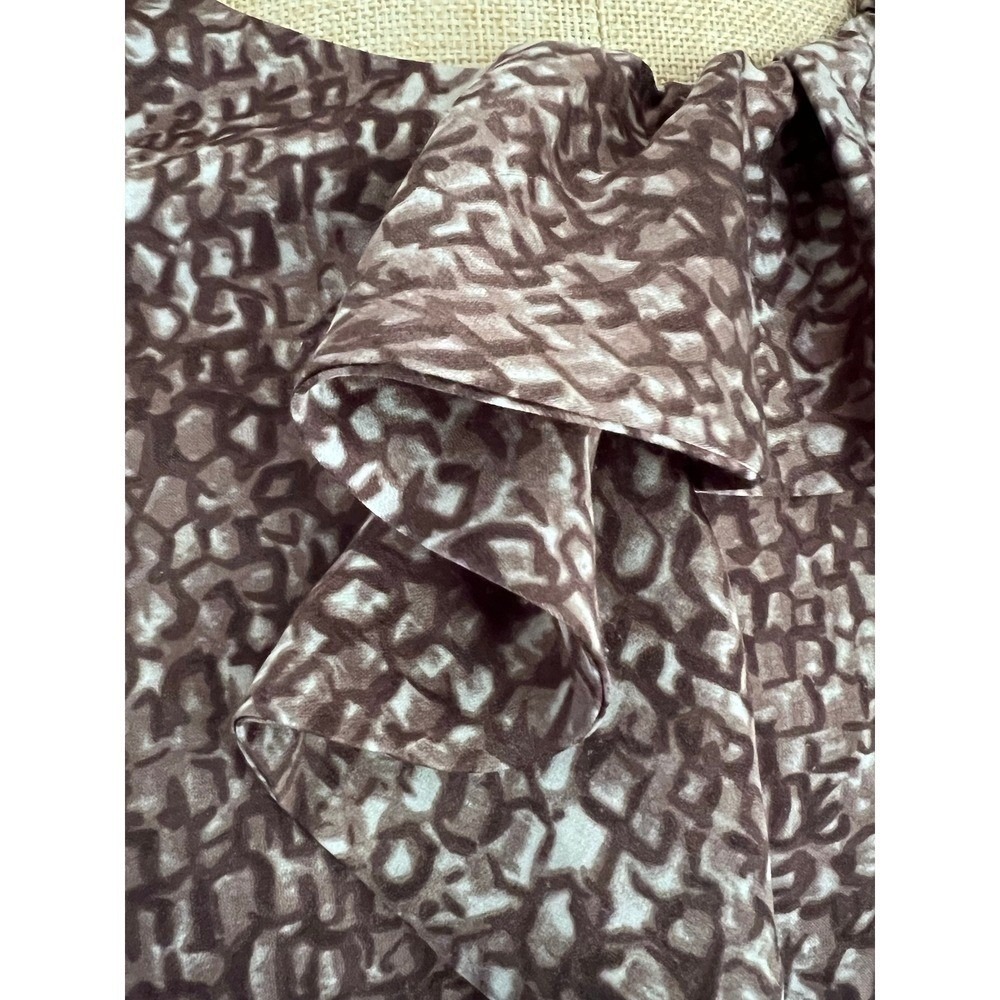 Ann Taylor LOFT Dress Asymmetrical Ruffle Neck Abstract Print Summer Fall Size 6 - Picture 4 of 10